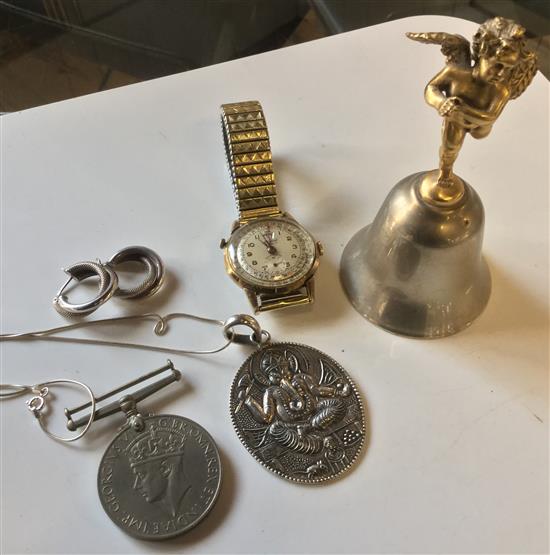 Quantity of silver items & watch